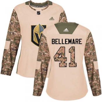 Women's Adidas Vegas Golden Knights #41 Pierre-Edouard Bellemare Authentic Camo Veterans Day Practice NHL