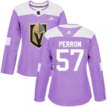 Women's Adidas Vegas Golden Knights #57 David Perron Purple Authentic Fights Cancer Stitched NHL Jersey