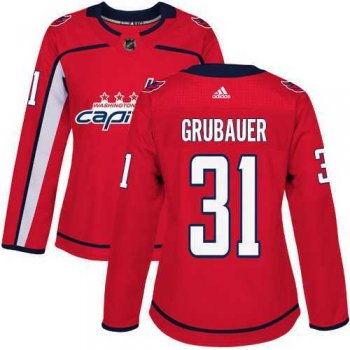 Women's Adidas Washington Capitals #31 Philipp Grubauer Red Home Authentic Stitched NHL Jersey