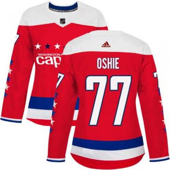 Women's Adidas Washington Capitals #77 T.J. Oshie Red Alternate Authentic Stitched NHL Jersey