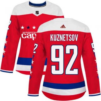 Women's Adidas Washington Capitals #92 Evgeny Kuznetsov Red Alternate Authentic Stitched NHL Jersey