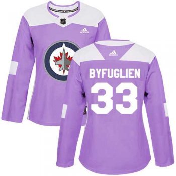 Women's Adidas Winnipeg Jets #33 Dustin Byfuglien Purple Authentic Fights Cancer Stitched NHL Jersey