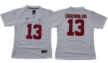 Women's Alabama Crimson Tide #13 Tua Tagovailoa White Limited Stitched NCAA