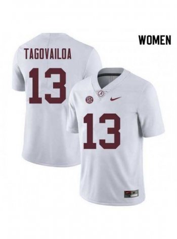 Women's Alabama Crimson Tide #13 Tua Tagovailoa White NCAA Jersey