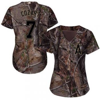 Women's Angels Of Anaheim #7 Zack Cozart Camo Realtree Collection Cool Base Stitched MLB