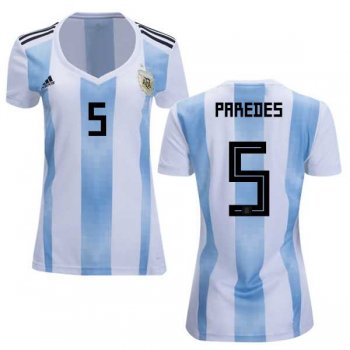 Women's Argentina #5 Paredes Home Soccer Country Jersey