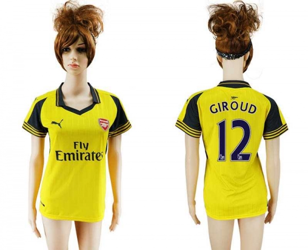 Women's Arsenal #12 Giroud Away Soccer Club Jersey