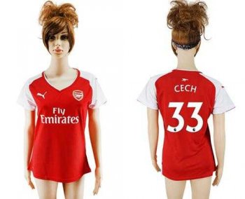 Women's Arsenal #33 Cech Home Soccer Club Jersey