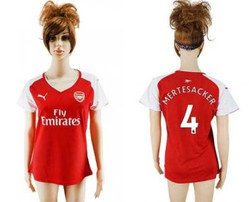 Women's Arsenal #4 Mertesacker Home Soccer Club Jersey