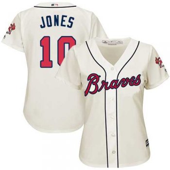 Women's Atlanta Braves #10 Chipper Jones Cream Alternate Stitched MLB Jersey