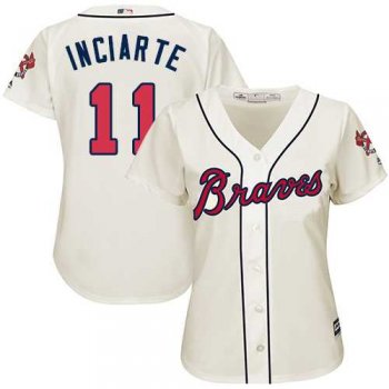 Women's Atlanta Braves #11 Ender Inciarte Cream Alternate Stitched MLB Jersey