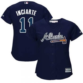 Women's Atlanta Braves #11 Ender Inciarte Navy Blue Alternate Stitched MLB Jersey