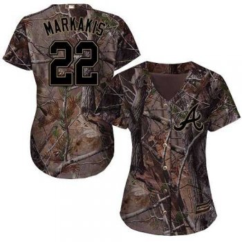 Women's Atlanta Braves #22 Nick Markakis Camo Realtree Collection Cool Base Stitched MLB