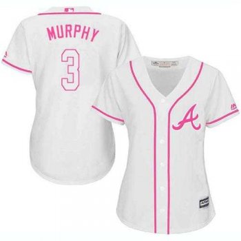 Women's Atlanta Braves #3 Dale Murphy White Pink Fashion Stitched MLB Jersey