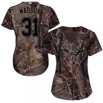 Women's Atlanta Braves #31 Greg Maddux Camo Realtree Collection Cool Base Stitched MLB