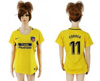 Women's Atletico Madrid #11 Correa Away Soccer Club Jersey