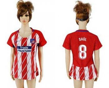 Women's Atletico Madrid #8 Saul Home Soccer Club Jersey