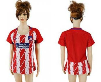 Women's Atletico Madrid Blank Home Soccer Club Jersey