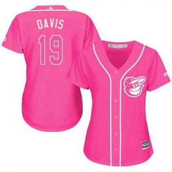 Women's Baltimore Orioles #19 Chris Davis Pink Fashion Stitched MLB Jersey