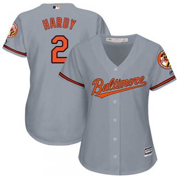 Women's Baltimore Orioles #2 JJ Hardy Majestic Grey Road Cool Base Jersey