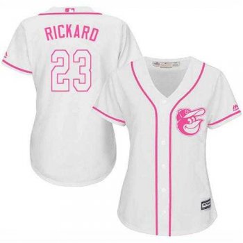 Women's Baltimore Orioles #23 Joey Rickard White Pink Fashion Stitched MLB Jersey