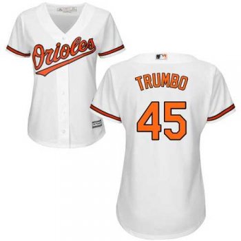 Women's Baltimore Orioles #45 Mark Trumbo White Home Stitched MLB Jersey