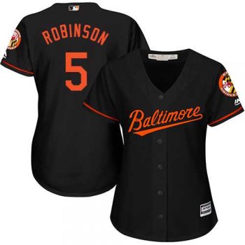 Women's Baltimore Orioles #5 Brooks Robinson Black Alternate Stitched MLB Jersey