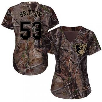 Women's Baltimore Orioles #53 Zach Britton Camo Realtree Collection Cool Base Stitched MLB