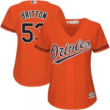 Women's Baltimore Orioles #53 Zach Britton Orange Alternate Stitched MLB Jersey