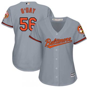 Women's Baltimore Orioles #56 Darren O'Day Grey Road Stitched MLB Jersey