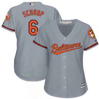 Women's Baltimore Orioles #6 Jonathan Schoop Grey Road Stitched MLB Jersey