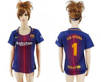 Women's Barcelona #1 Ter Stegen Home Soccer Club Jersey