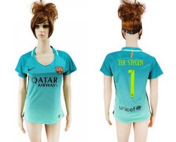 Women's Barcelona #1 Ter Stegen Sec Away Soccer Club Jersey