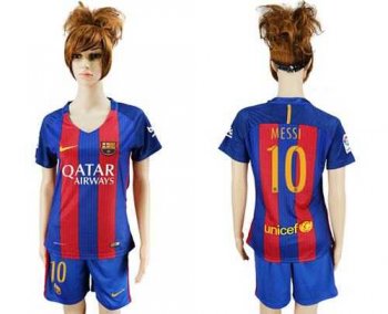 Women's Barcelona #10 Messi Home Soccer Club Jersey