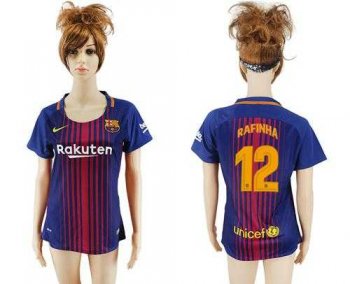 Women's Barcelona #12 Rafinha Home Soccer Club Jersey