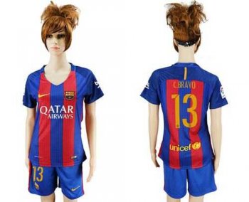 Women's Barcelona #13 C.Bravo Home Soccer Club Jersey