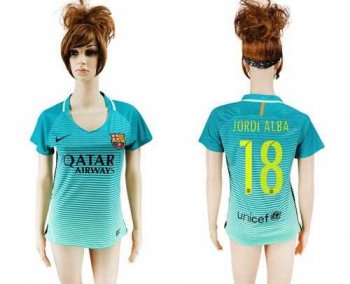 Women's Barcelona #18 Jordi Alba Sec Away Soccer Club Jersey