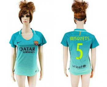 Women's Barcelona #5 Busquets Sec Away Soccer Club Jersey