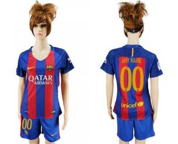 Women's Barcelona Personalized Home Soccer Club Jersey