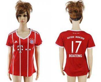 Women's Bayern Munchen #17 Boateng Home Soccer Club Jersey