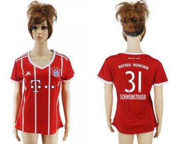 Women's Bayern Munchen #31 Schweinsteiger Home Soccer Club Jersey