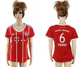 Women's Bayern Munchen #6 Thiago Home Soccer Club Jersey