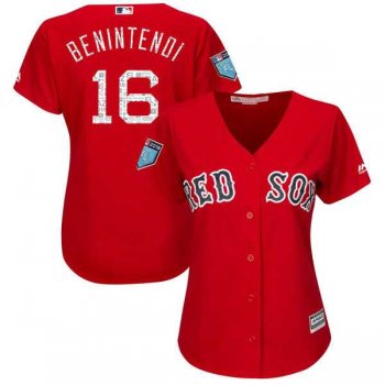 Women's Boston Red Sox #16 Andrew Benintendi Majestic Scarlet 2018 Spring Training Cool Base Player Jersey