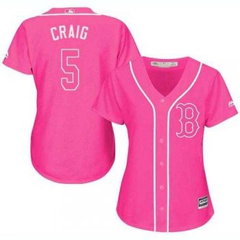 Women's Boston Red Sox #5 Allen Craig Pink Fashion Stitched MLB Jersey