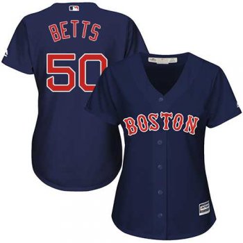 Women's Boston Red Sox #50 Mookie Betts Navy Blue Alternate Stitched MLB Jersey