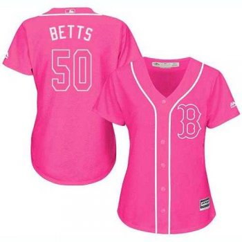 Women's Boston Red Sox #50 Mookie Betts Pink FashionStitched MLB Jersey