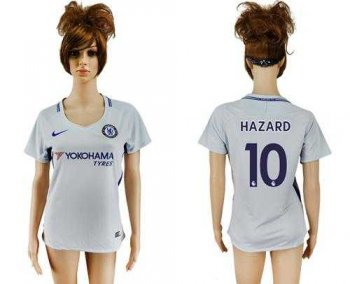 Women's Chelsea #10 Hazard Away Soccer Club Jersey