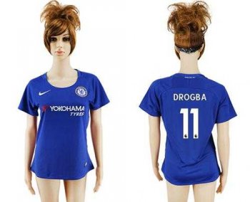 Women's Chelsea #11 Drogba Home Soccer Club Jersey