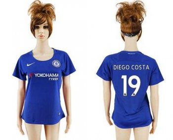 Women's Chelsea #19 Diego Costa Home Soccer Club Jersey