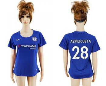 Women's Chelsea #28 Azpilicueta Home Soccer Club Jersey